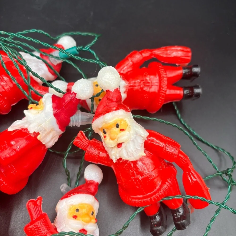 Vintage Lights‎ Santa Claus Blow Mold String Christmas Holiday Red White Set 10